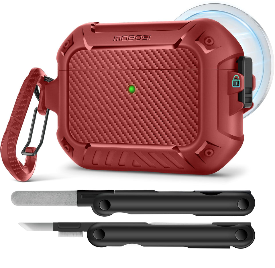 MOBOSI AirPods Pro 3 case front view shows rugged protection