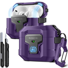 MOBOSI AirPods Pro 3 case front view with drop-proof protection and visible LED indicator.