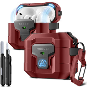 MOBOSI AirPods Pro 3 case front view in red with protective shell