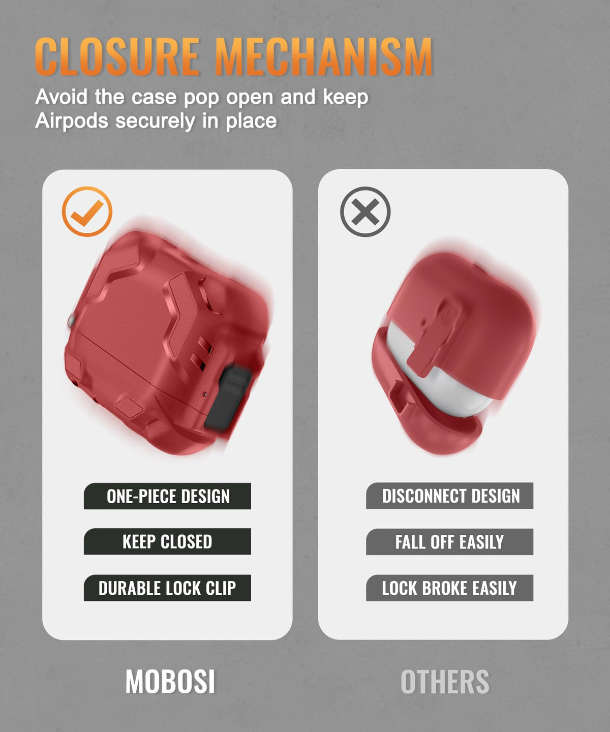 AirPods Pro 3 case in use with red finish on the go