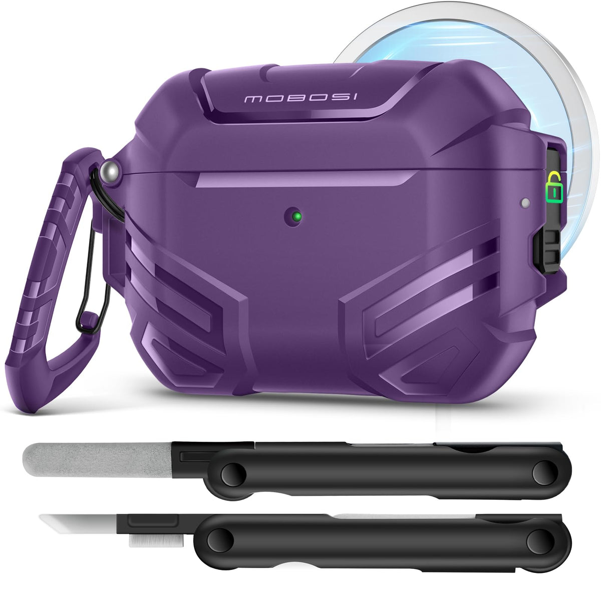 MOBOSI AirPods Pro 3 Case with Lock secures earbuds during travel