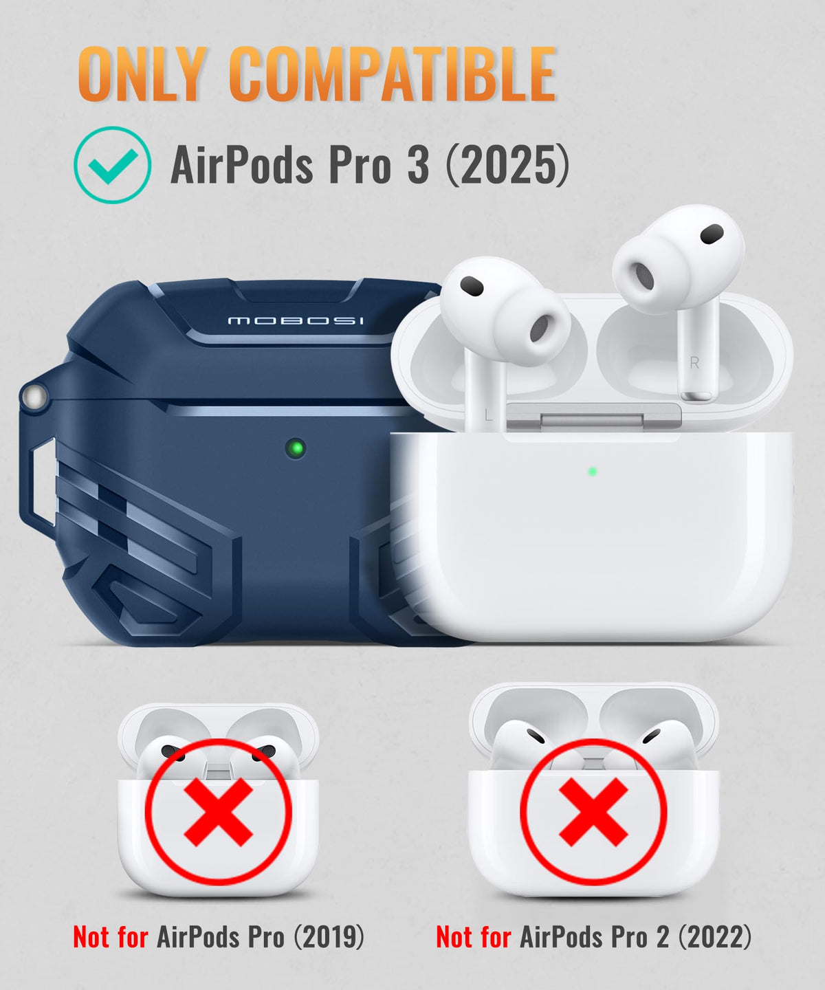 Mobosi AirPods Pro 3 case with MagSafe-friendly design for accessory attachment