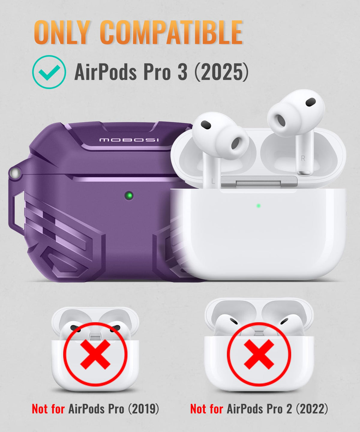 MOBOSI AirPods Pro 3 Case with MagSafe compatibility enables effortless wireless charging