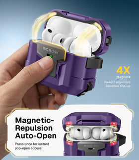 MOBOSI AirPods Pro 3 case open-cover shows full 360° protection.