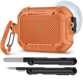 MOBOSI AirPods Pro 3 Case Orange front view showing rugged protection.
