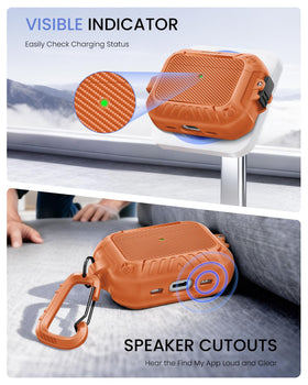 MOBOSI AirPods Pro 3 Case Orange close-up of textured finish.