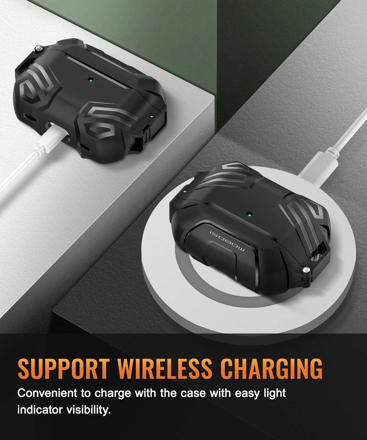 MOBOSI case quick-release mechanism enables fast access.