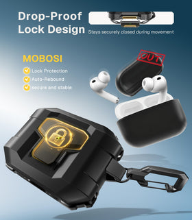 MOBOSI AirPods Pro 3 packaging includes case, tools, carabiner, and disassembly tool