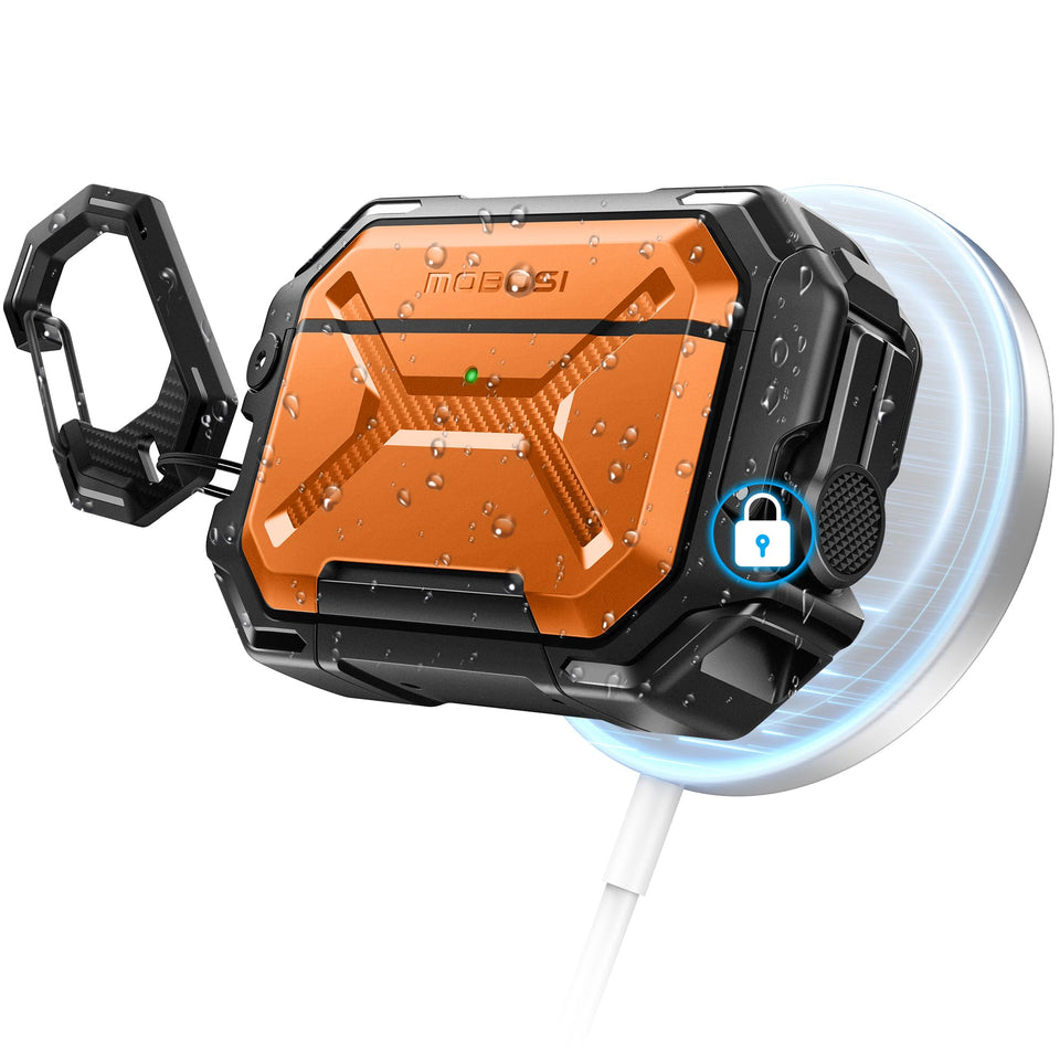 MOBOSI front view of orange case showing full protection benefit