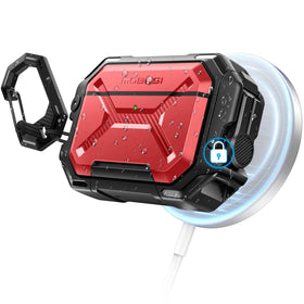 MOBOSI front view showing red protective shell and MagSafe compatibility benefit