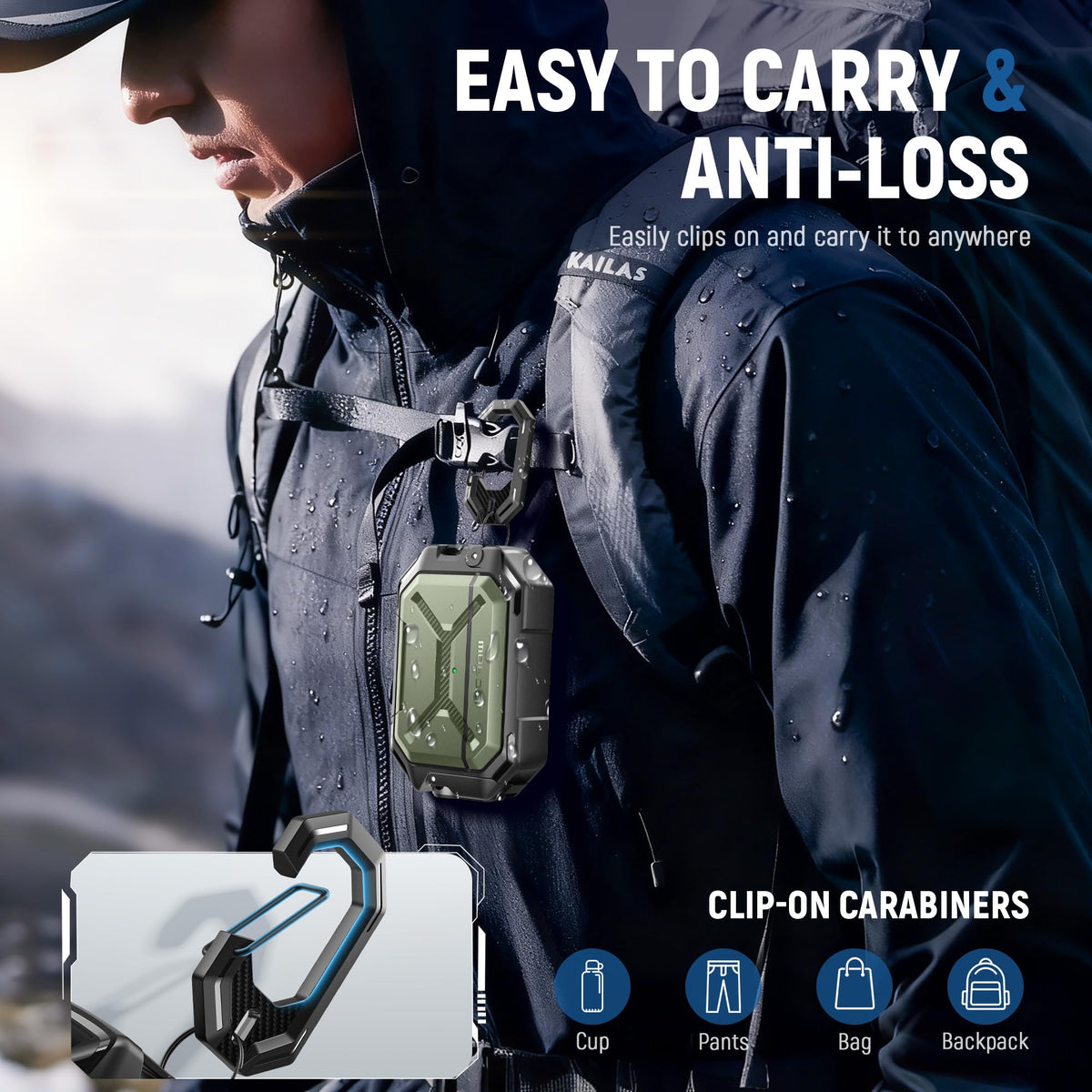 MOBOSI on a beach setting showing rugged protection for outdoor use benefit