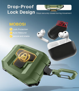 MOBOSI case beside keys showing compact size and pocket-friendly portability