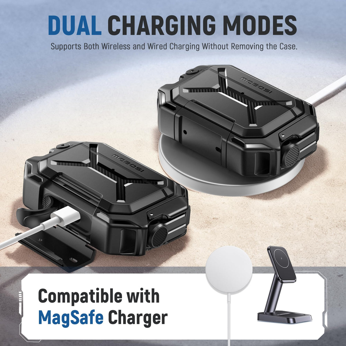 MOBOSI profile with carabiner attached for secure carrying convenience