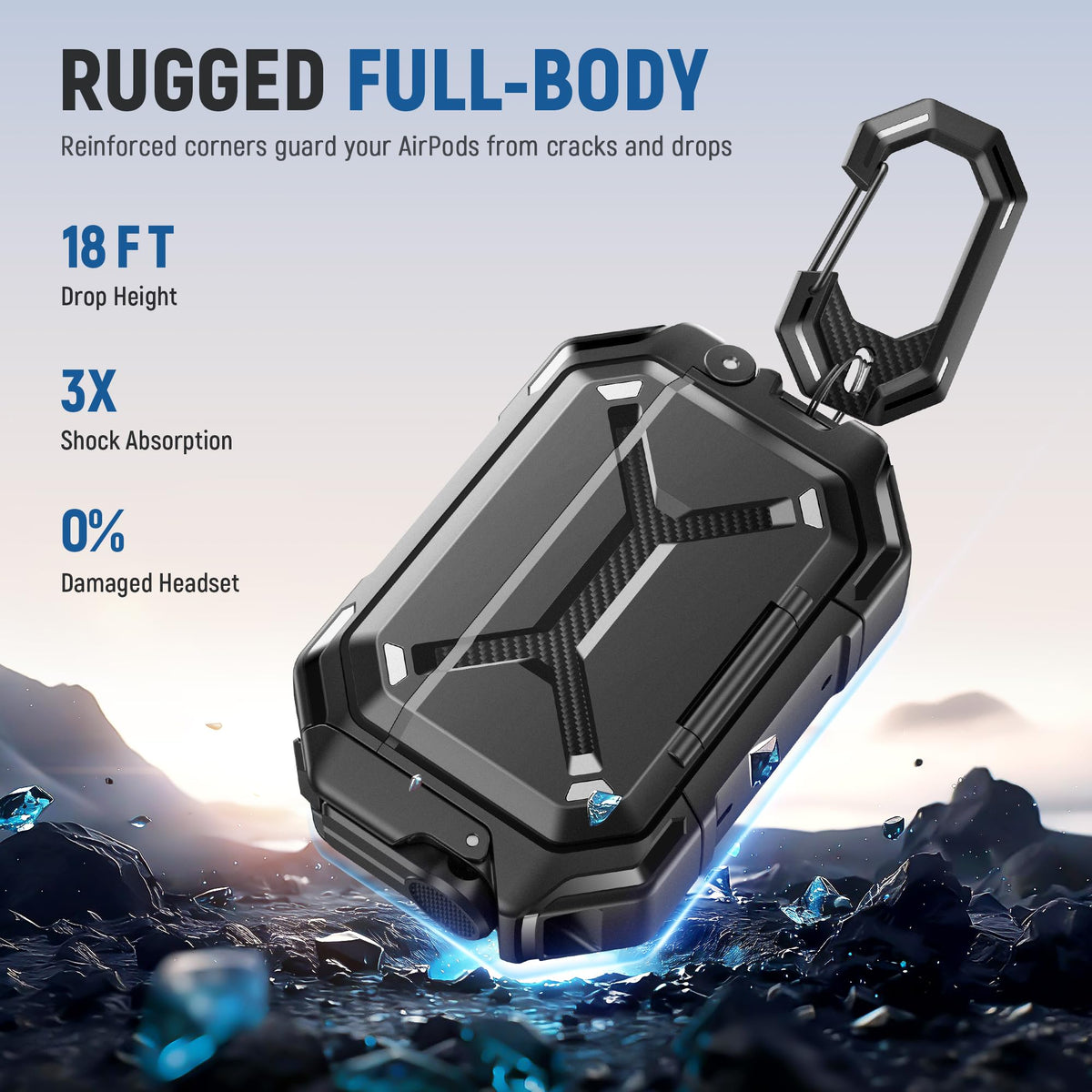 MOBOSI textured shell close-up showing rugged hinge and impact resistance