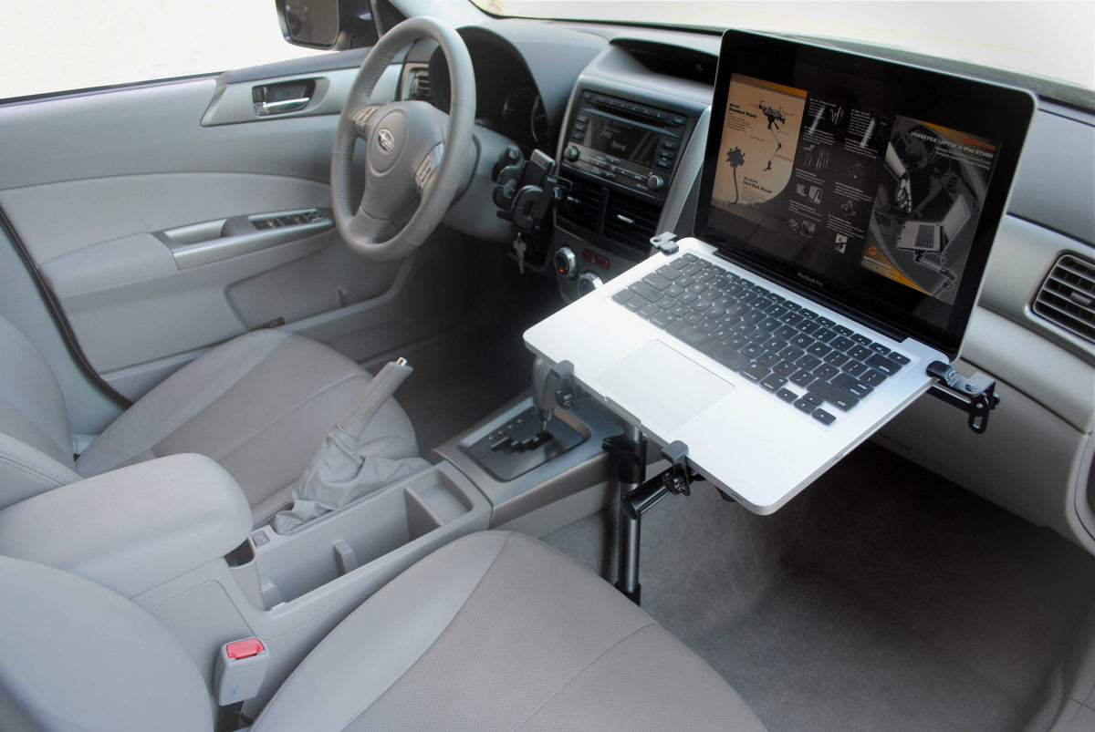 Mobotron MS-526 in-vehicle workstation setup for hands-free use.