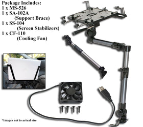 Mobotron MS-526B dashboard view demonstrates broad laptop compatibility for on-the-road use.
