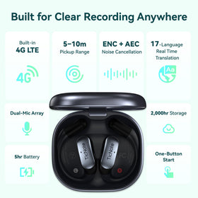 Mobvoi TicNote Pods dual-mics with noise cancellation deliver clear speech in busy rooms.