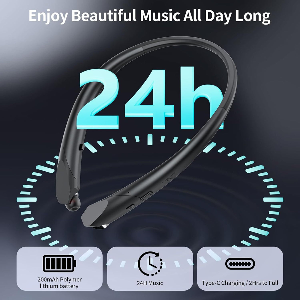 MOCANIO 24-hour battery life supports all-day listening on commutes and workouts.