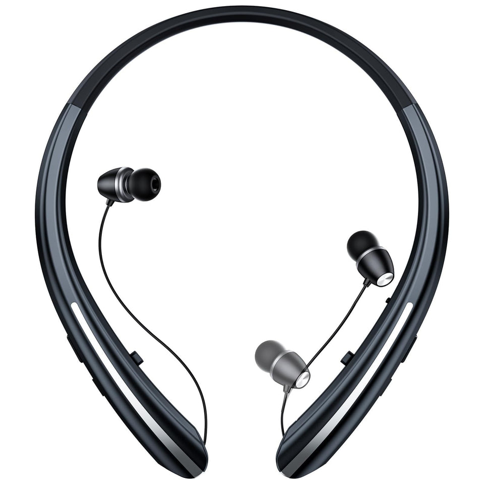 MOCANIO neckband headphones with wearable-fit design for workouts.