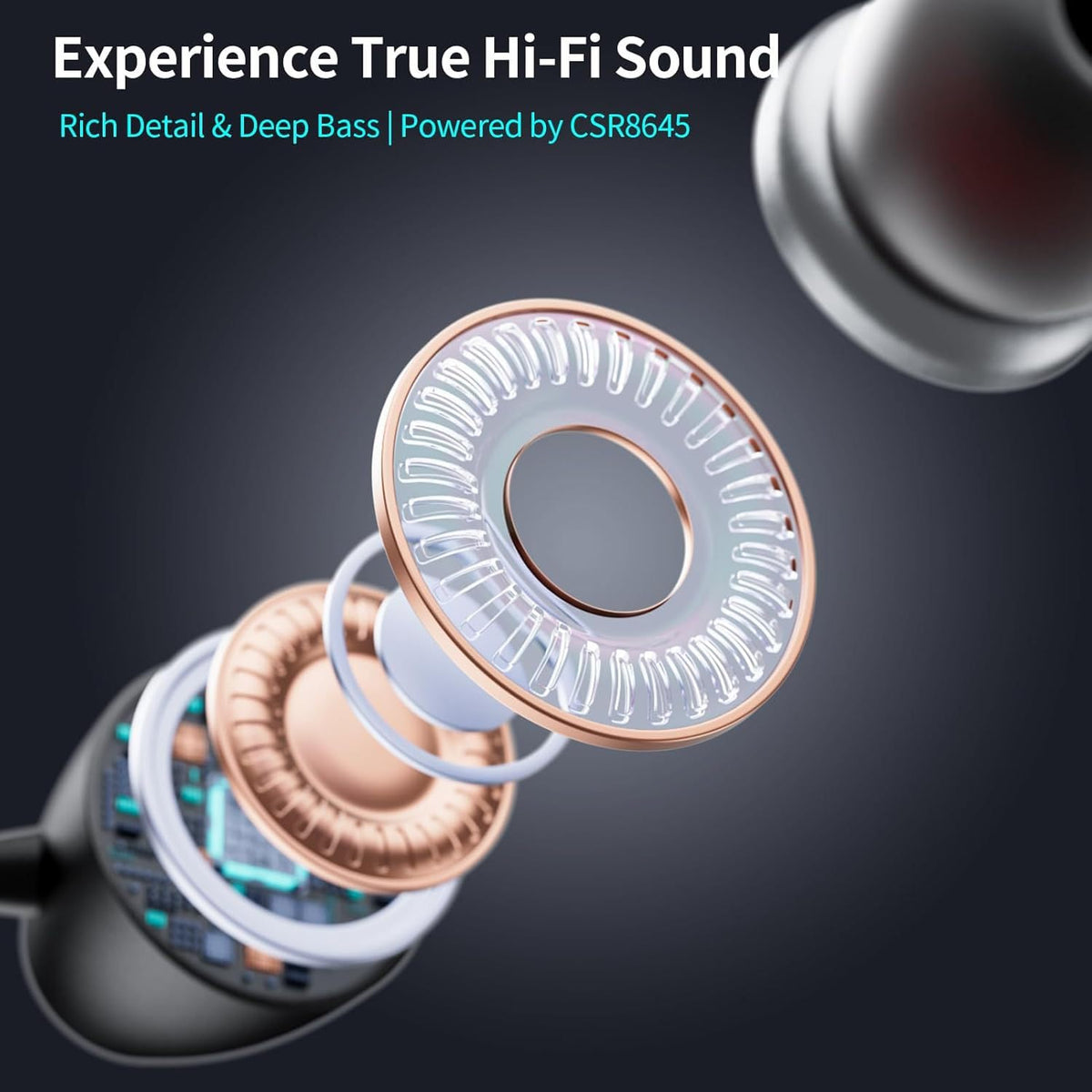 MOCANIO secure magnetic earbuds snap together when not in use for convenience.