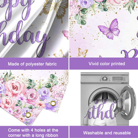 Mocsicka butterfly banner purple indoor outdoor decorative backdrop