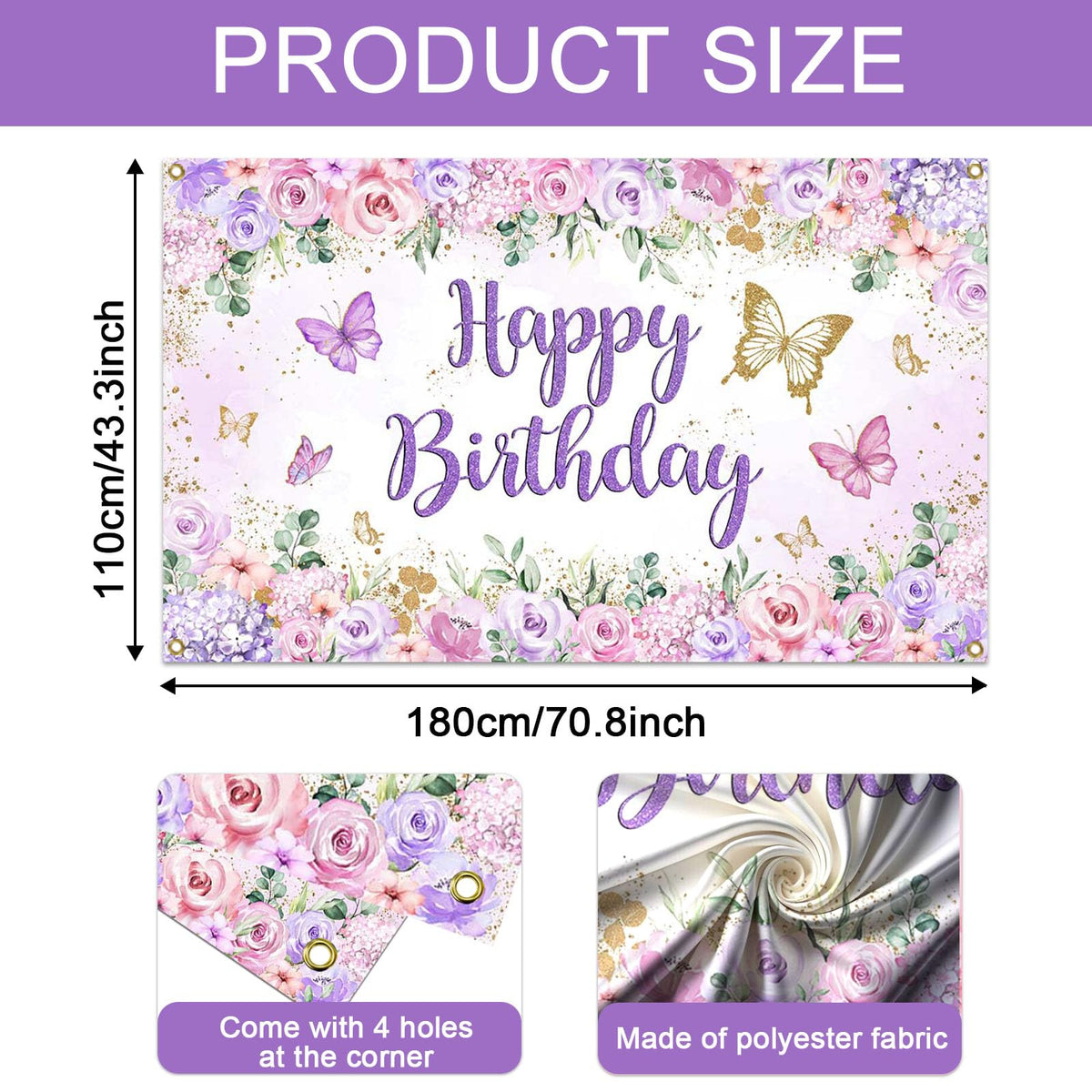 Mocsicka butterfly banner purple photography backdrop for portraits