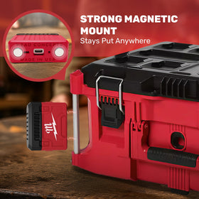 MODOUT magnetic base keeps the case attached to benches and tools.