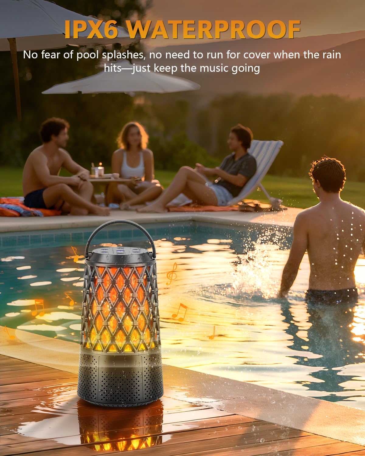 MOFOKEAY IPX6 waterproof speaker handles rain and splashes during outdoor activities