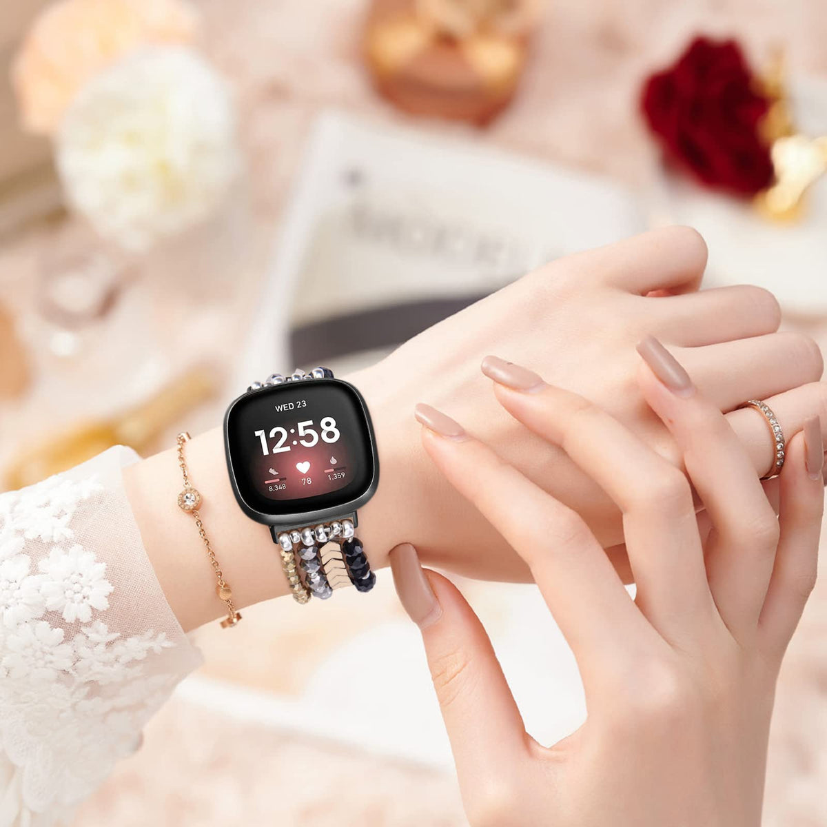 MOFREE black beaded strap delivers durable, fade-resistant style