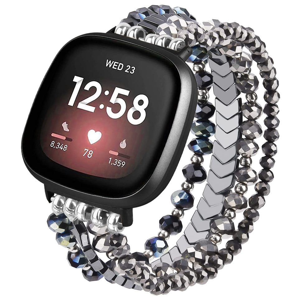 MOFREE bracelet for Versa 4 with elastic beaded arrows offers secure fit and elegant look