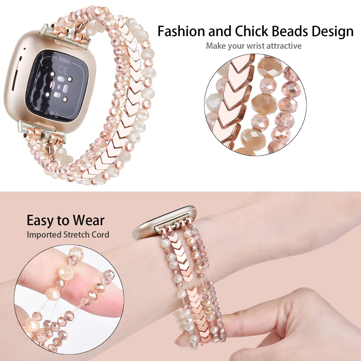 MOFREE Sense2 rose-gold bracelet featuring arrow beads for daily wear