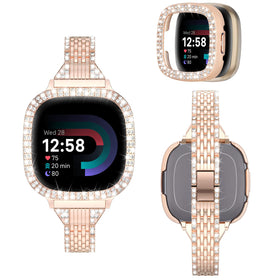 MOFREE rose bling band for Versa 4 and Sense 2 with rhinestones for a dressy look.
