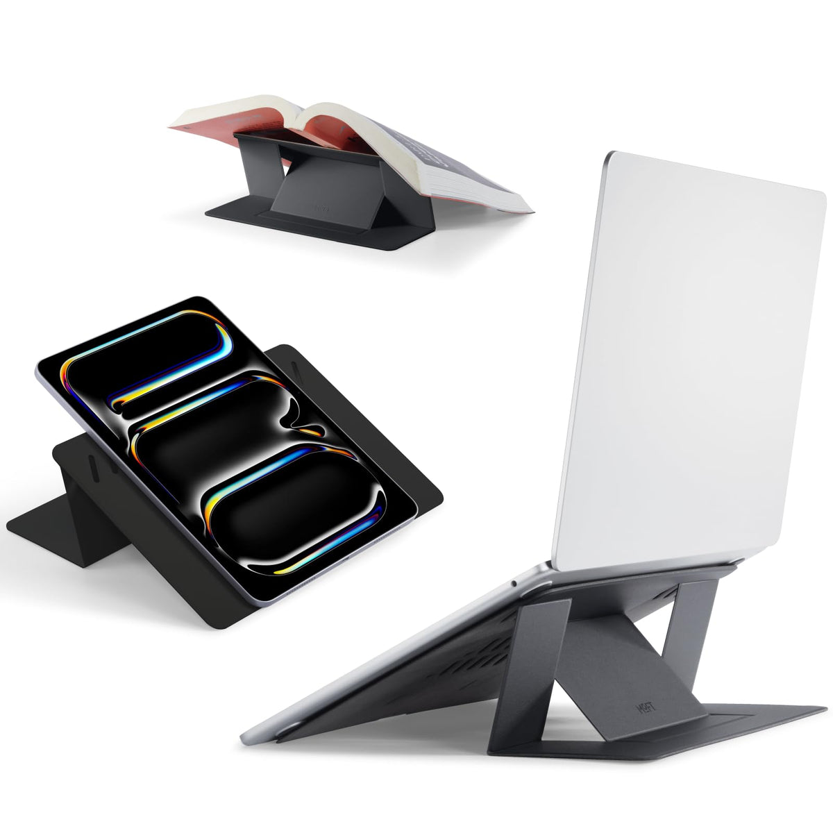 MOFT Invisible Laptop Stand fold-flat profile for travel and compact storage.