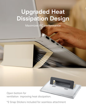 Open ventilation design promotes natural airflow around the laptop