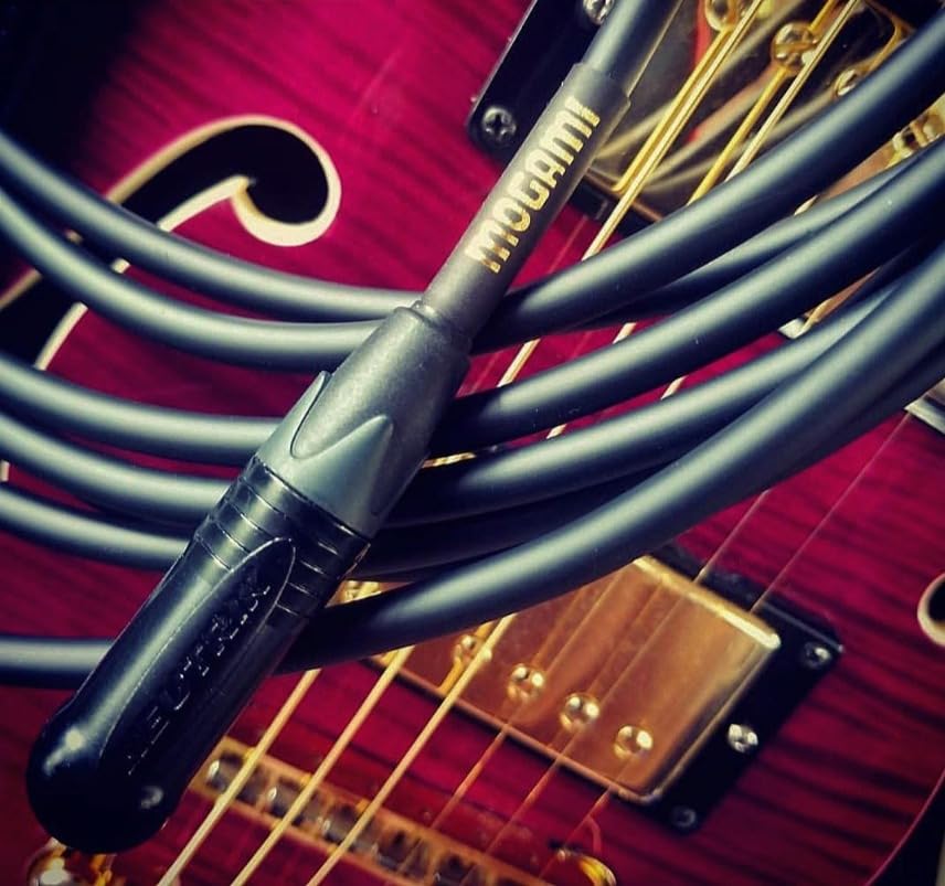 Mogami Gold RR right-angle connector detail showing durable gold-plated contacts.