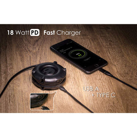 MOGICS Super Bagel Black side ports highlight Type-C and USB-A for versatile charging