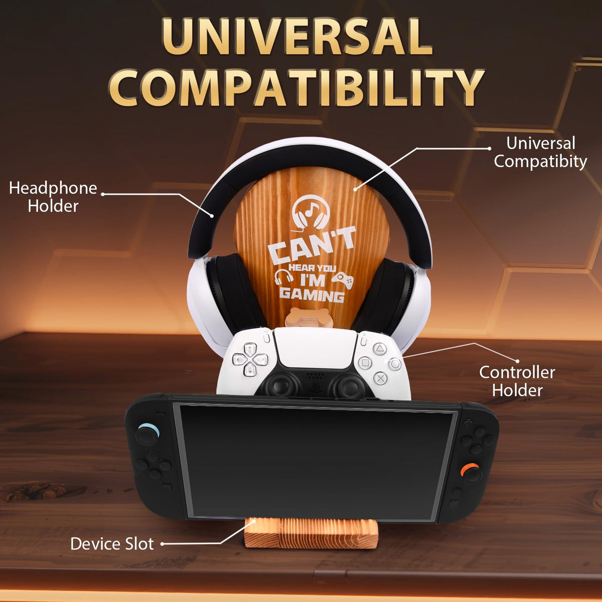 Moginno universal compatibility stand holds various controllers and more devices.