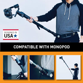 Mogopod belt with gimbal mounted demonstrating stable 360° movement