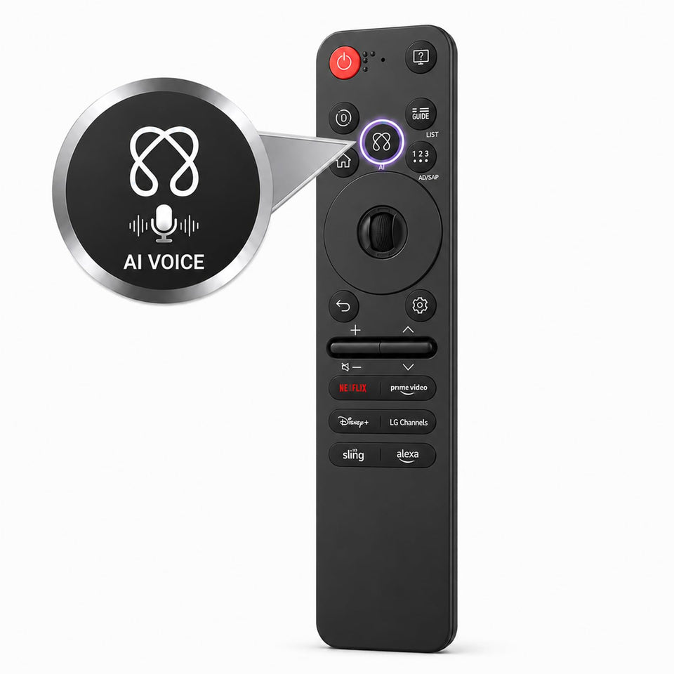 MOILDRH front view remote showing buttons and sleek profile, restoring TV control quickly