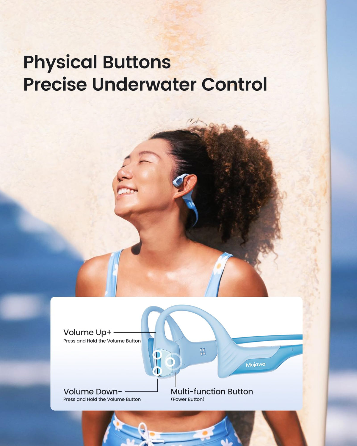 Mojawa Purra Swim MaglevBass boosts deep bass for dynamic workouts.
