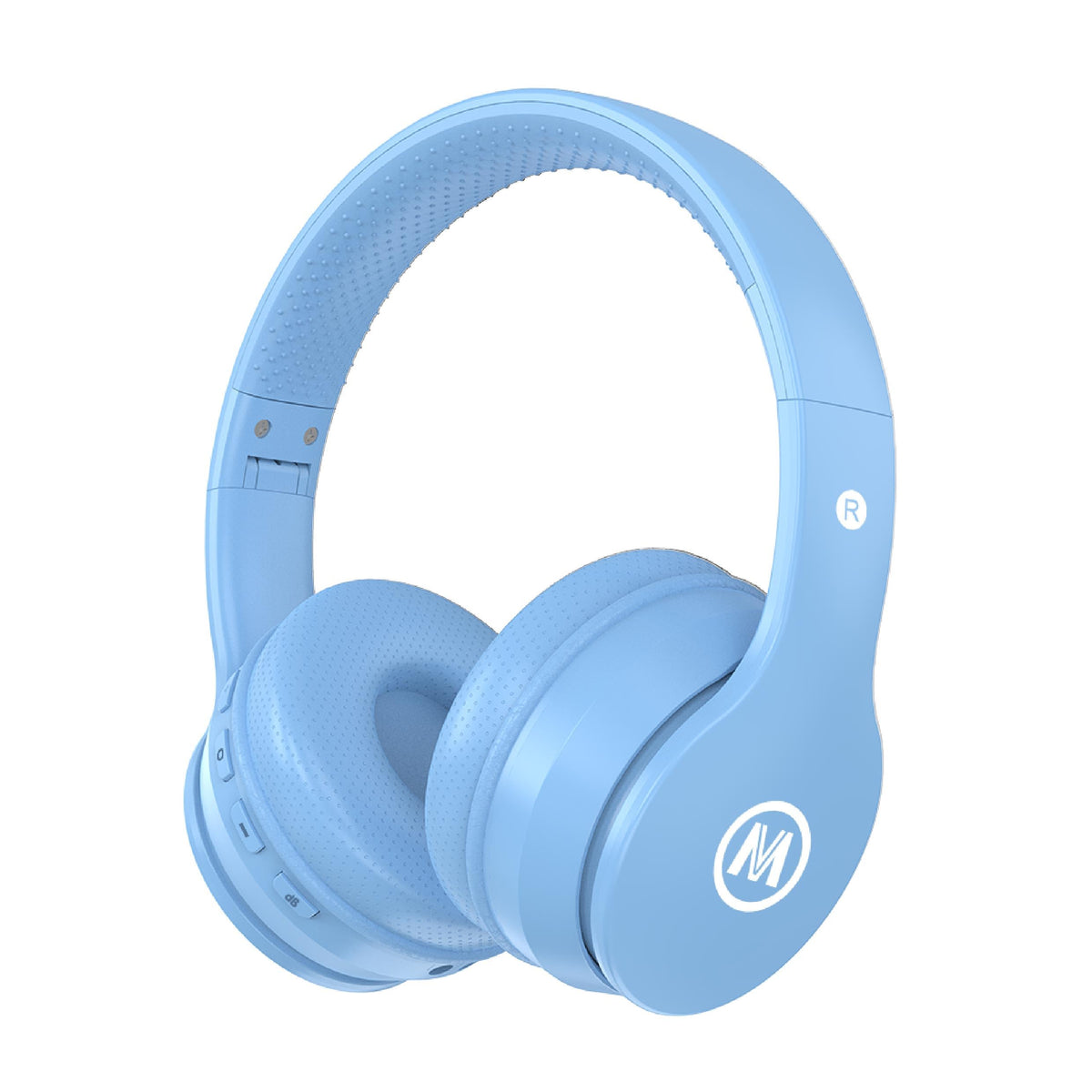 Mokata kids Bluetooth headphones blue front view for safe listening