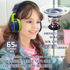 Mokata Kids Headphones Bluetooth 5.3 for quick pairing with tablets and phones