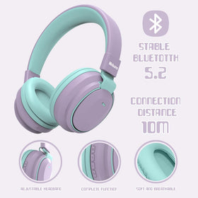 Mokata Kids Headphones with Bluetooth 5.3 for quick pairing with tablets.