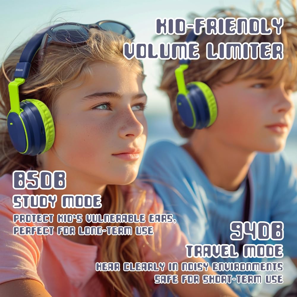Mokata Kids Headphones built-in microphone for calls and learning apps