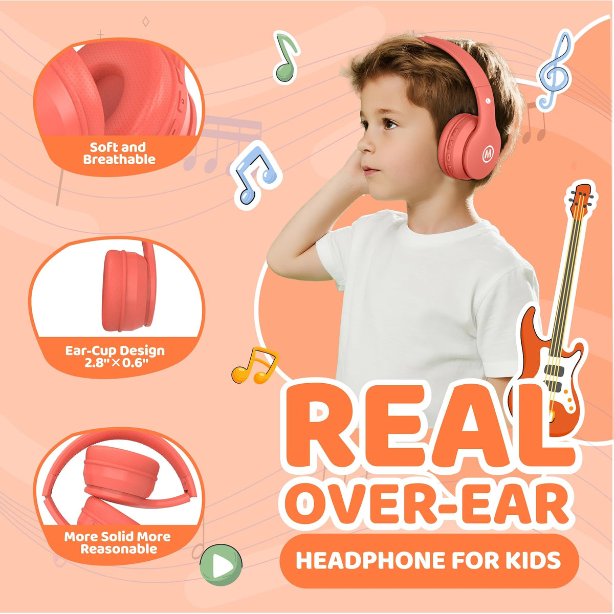Mokata Bluetooth 5.4 kids headphones for wireless convenience and stable connections.