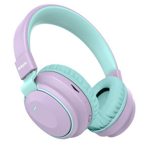 Mokata Kids Headphones in light purple foldable design for travel and storage.