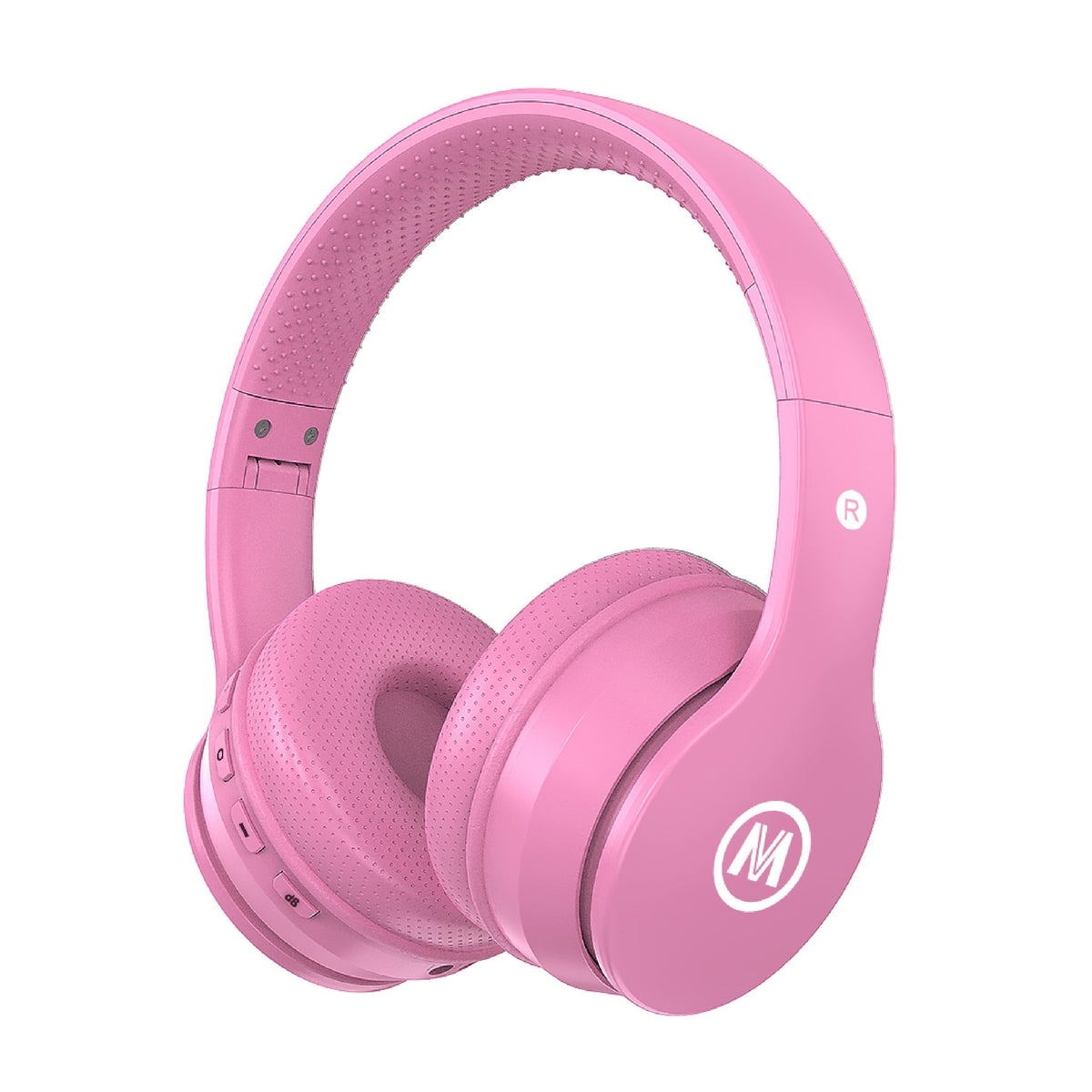 Mokata kids' pink foldable headphones for travel and daily use
