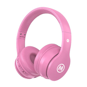 Mokata kids' pink foldable headphones for travel and daily use