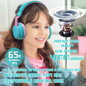 Mokata Kids Headphones safety dB switch highlights adjustable volume protection.