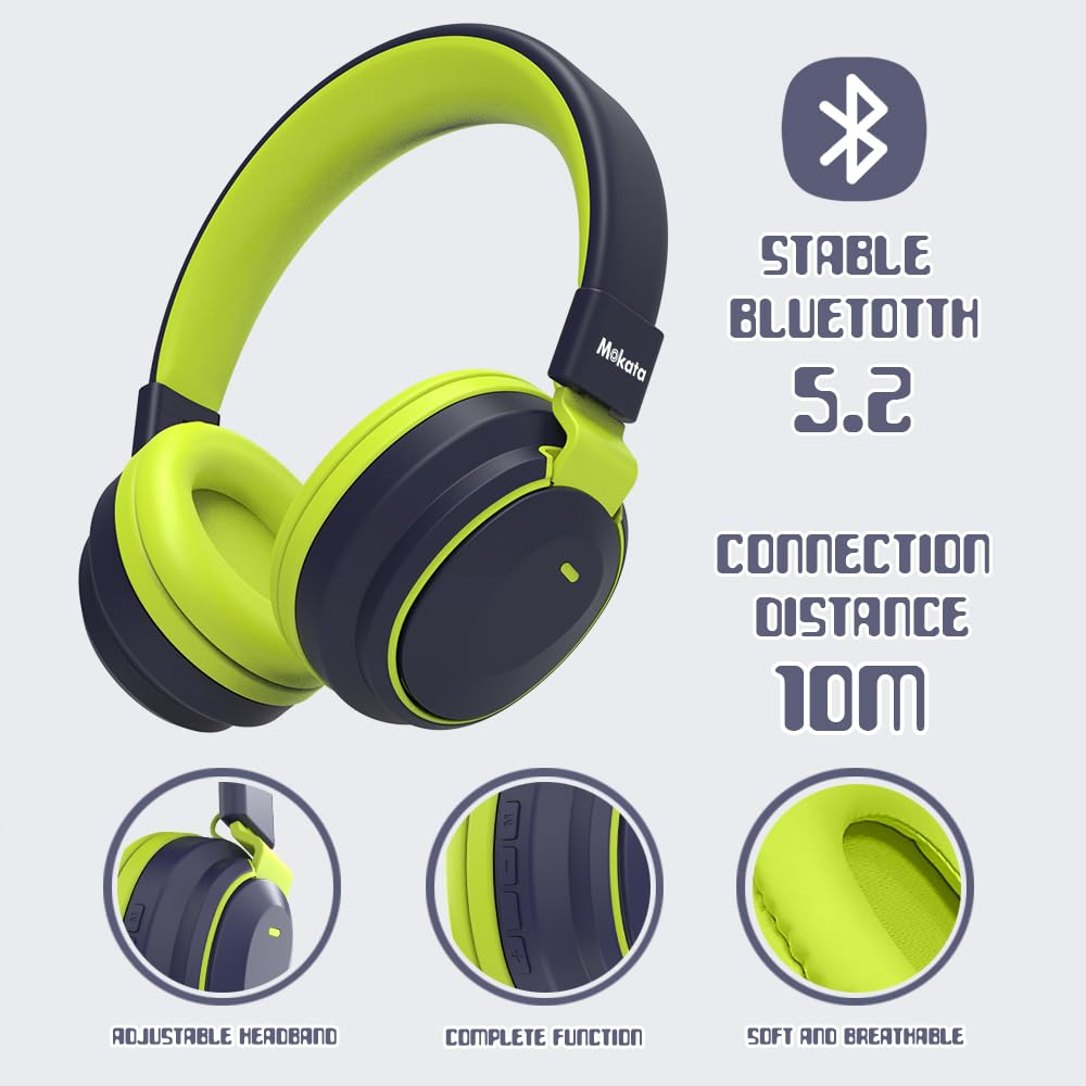 Mokata Kids Headphones with soft ear cushions for comfortable wear